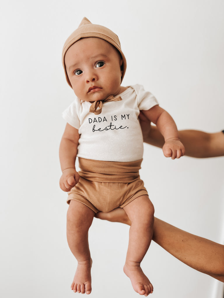 Dada Is My Bestie -  Bundle Clay Bloomers Bonnet Outfit Set - Tenth and Pine - Organic Baby Clothes