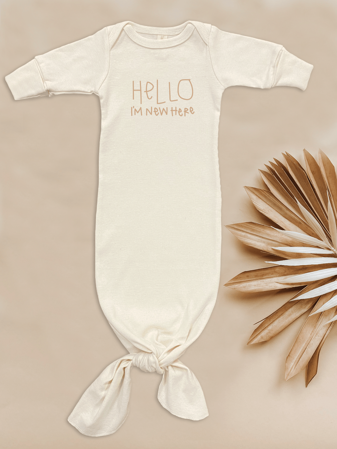 Hello Im New Here - Organic Infant Gown - Clay - Tenth &amp; Pine - Infant Gown - 0 - 3M