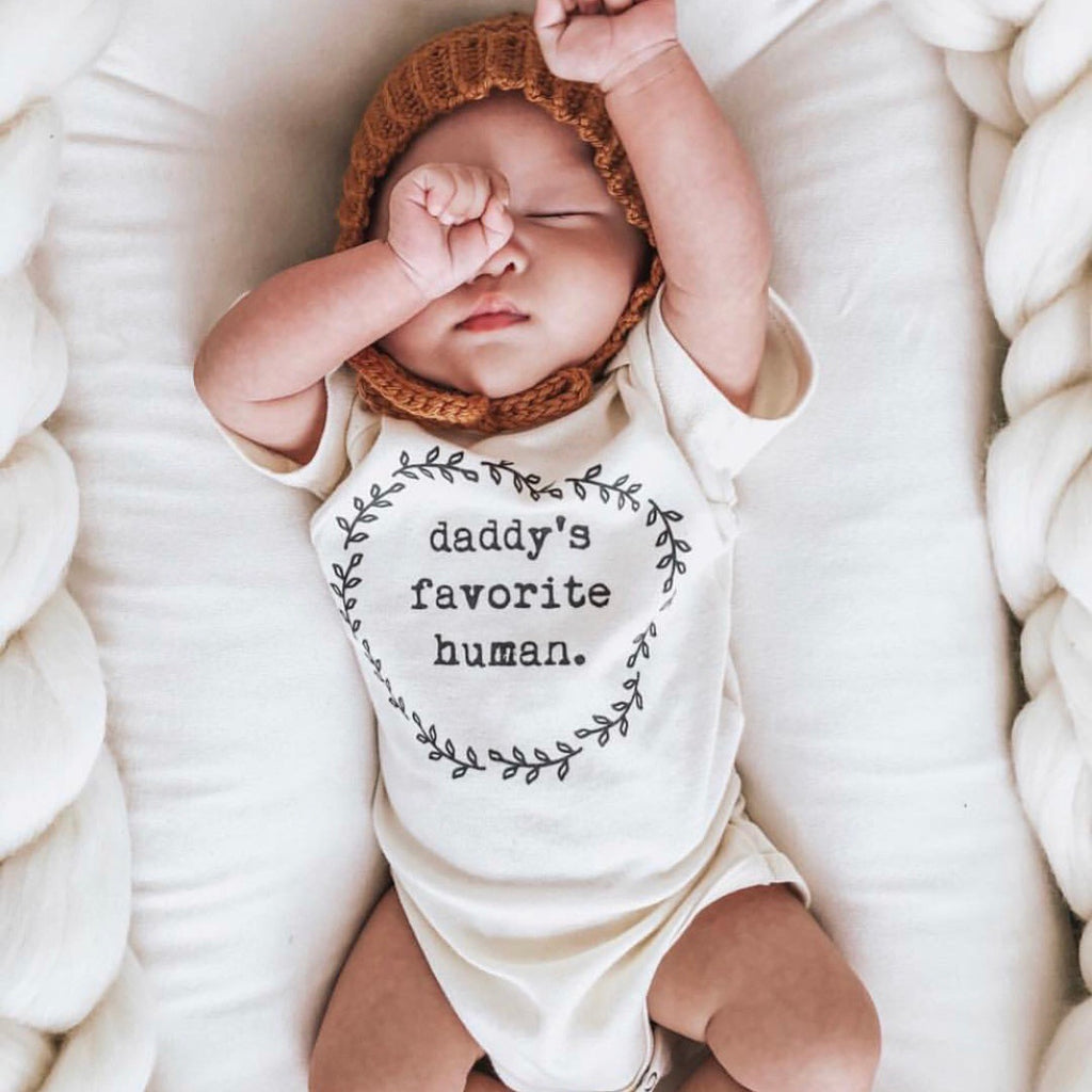 Daddy's Favorite Human - Organic Bodysuit - Black - Tenth and Pine - Organic Baby Clothes