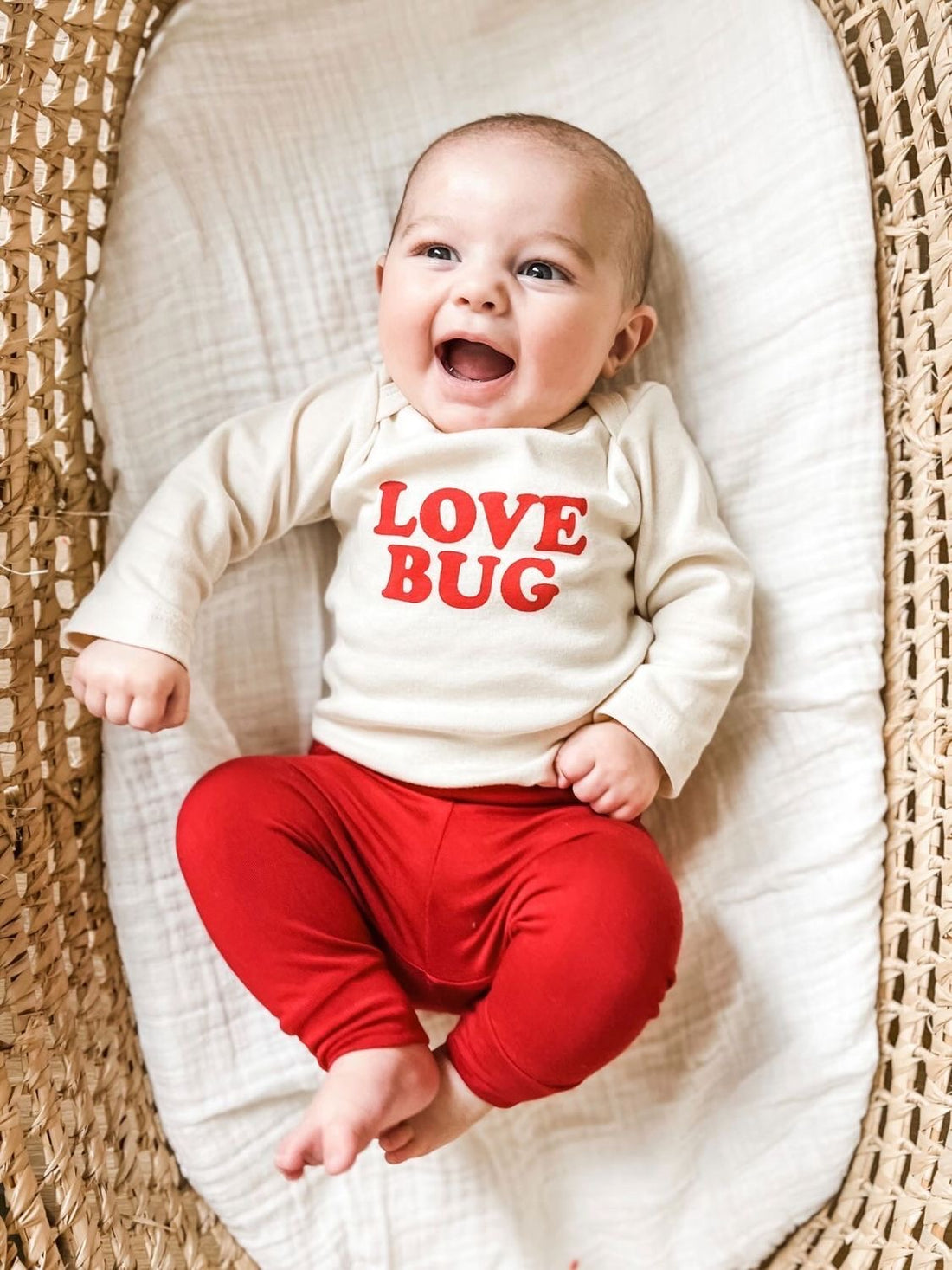 Love Bug - Long Sleeve Organic Cotton Bodysuit | Red
