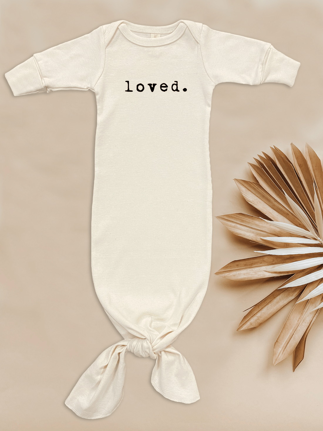 Loved - Organic Cotton Infant Tie Gown - Tenth &amp; Pine - Infant Gown - 0 - 3M