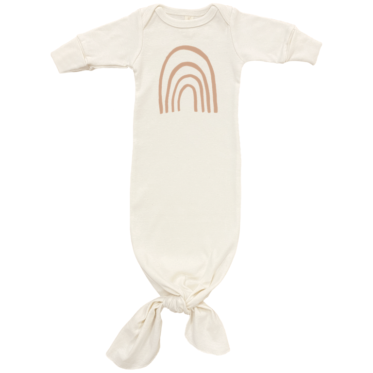 Rainbow - Organic Infant Gown - Clay - Tenth &amp; Pine - Infant Gown - 0 - 3M