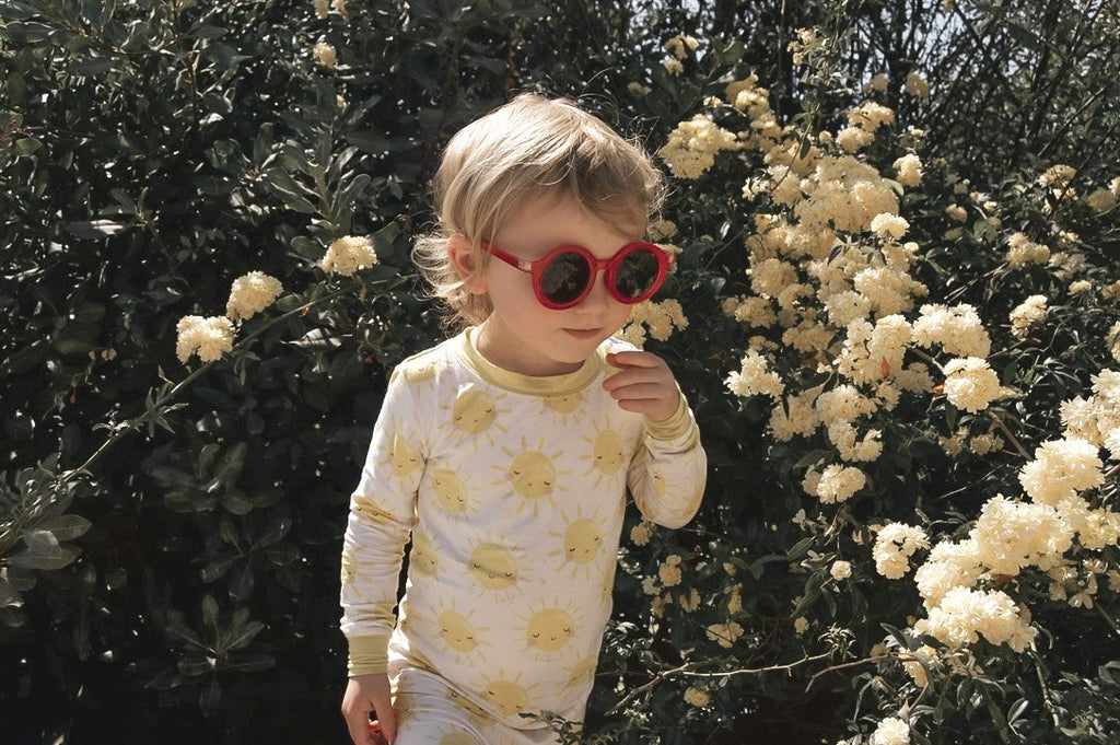 Round Retro Sunglasses - Candy Red - Tenth and Pine - Organic Baby Clothes